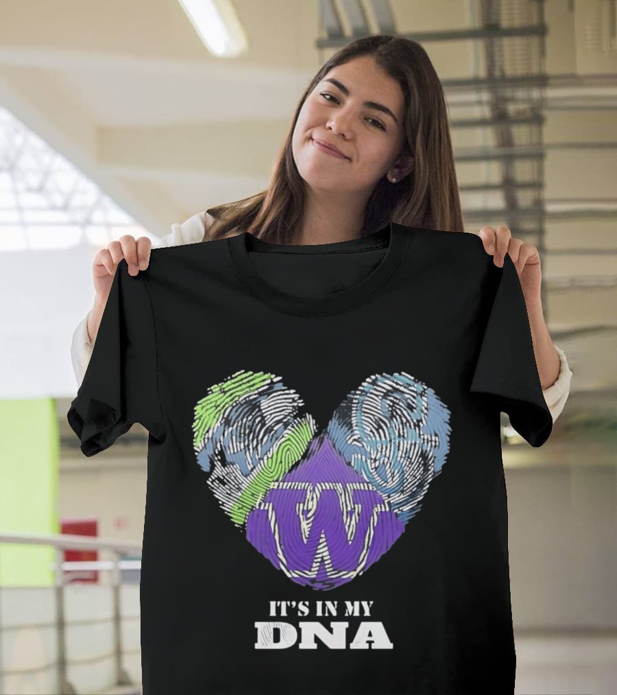Washington Huskies It's In My DNA Fingerprint Heart T-Shirt