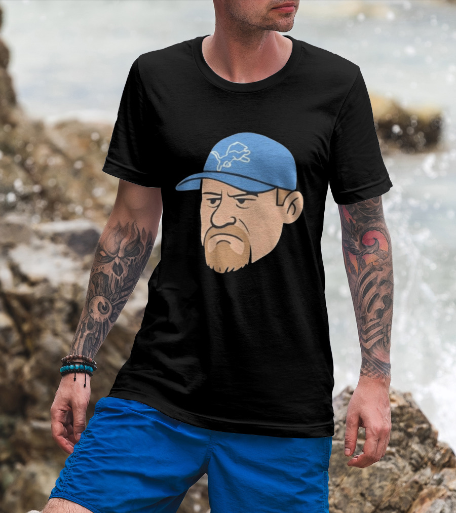 Detroit Lions Grumpy Man With Hat Football Team Fan T-Shirt