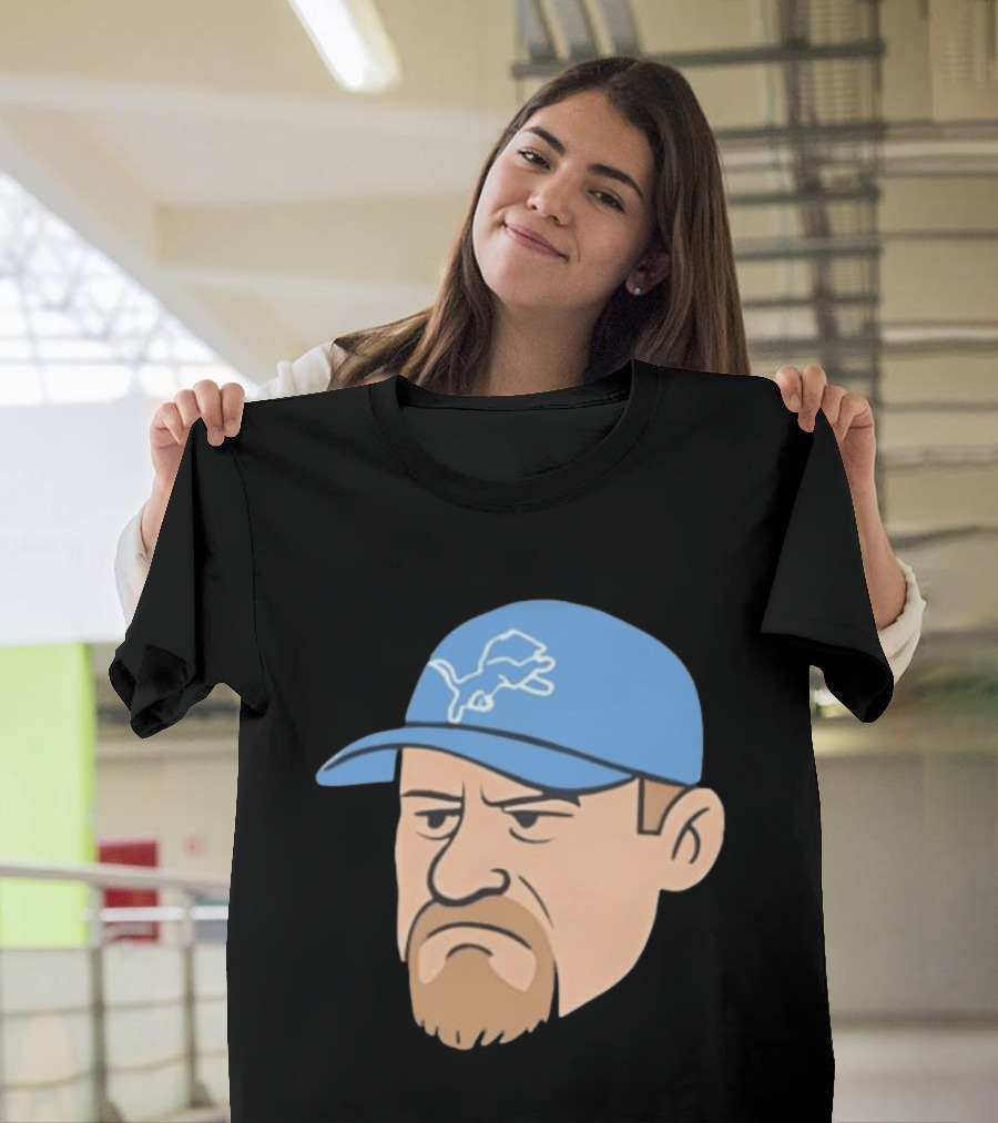 Detroit Lions Grumpy Man With Hat Football Team Fan T-Shirt
