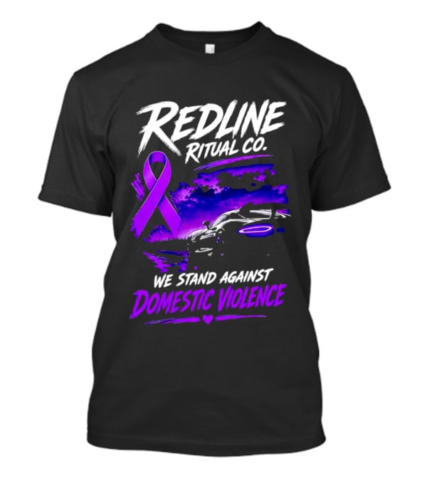 Redline Ritual Co Purple Ribbon We Stand Against Domestic Violence T-Shirt