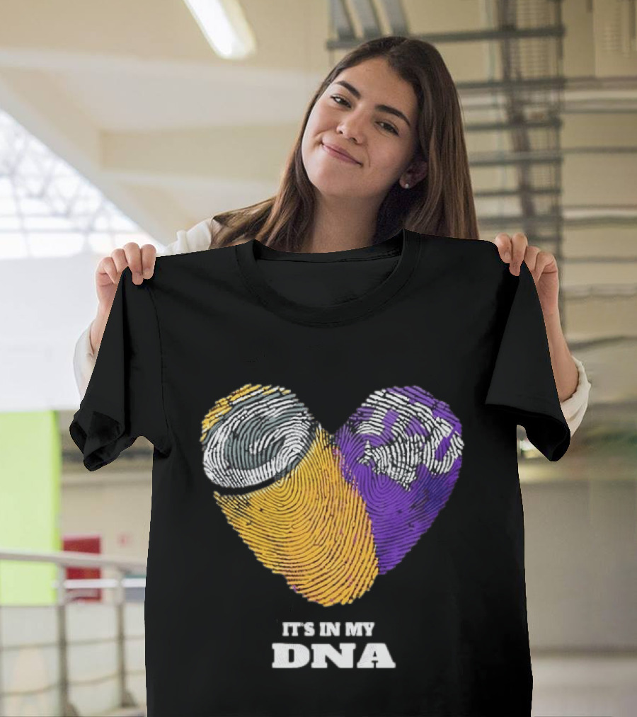 Green Bay Packers TCU Horned Frogs It's In My DNA Heart Fingerprints Fan Love T-Shirt