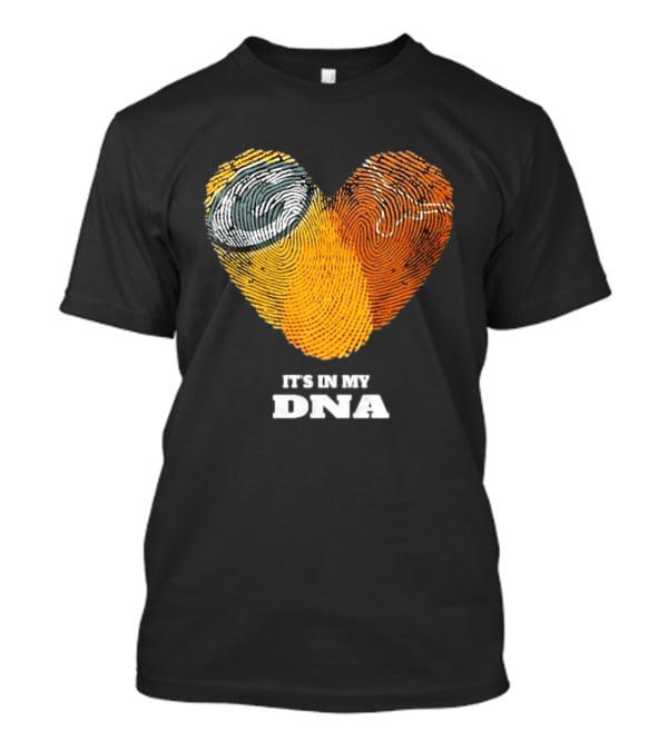 Green Bay Packers Texas Longhorns Heart Shape Fingerprints It's In My DNA T-Shirt