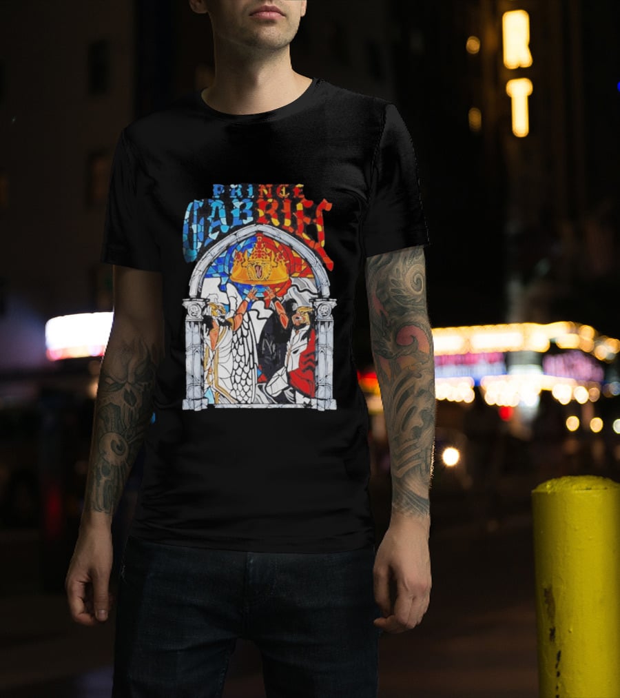 Prince Gabriel Stained Glass Window Kings Crown Angels T-Shirt