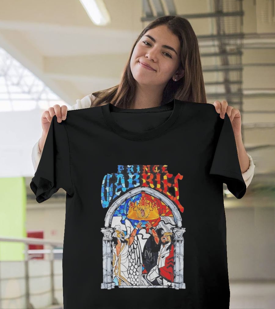 Prince Gabriel Stained Glass Window Kings Crown Angels T-Shirt