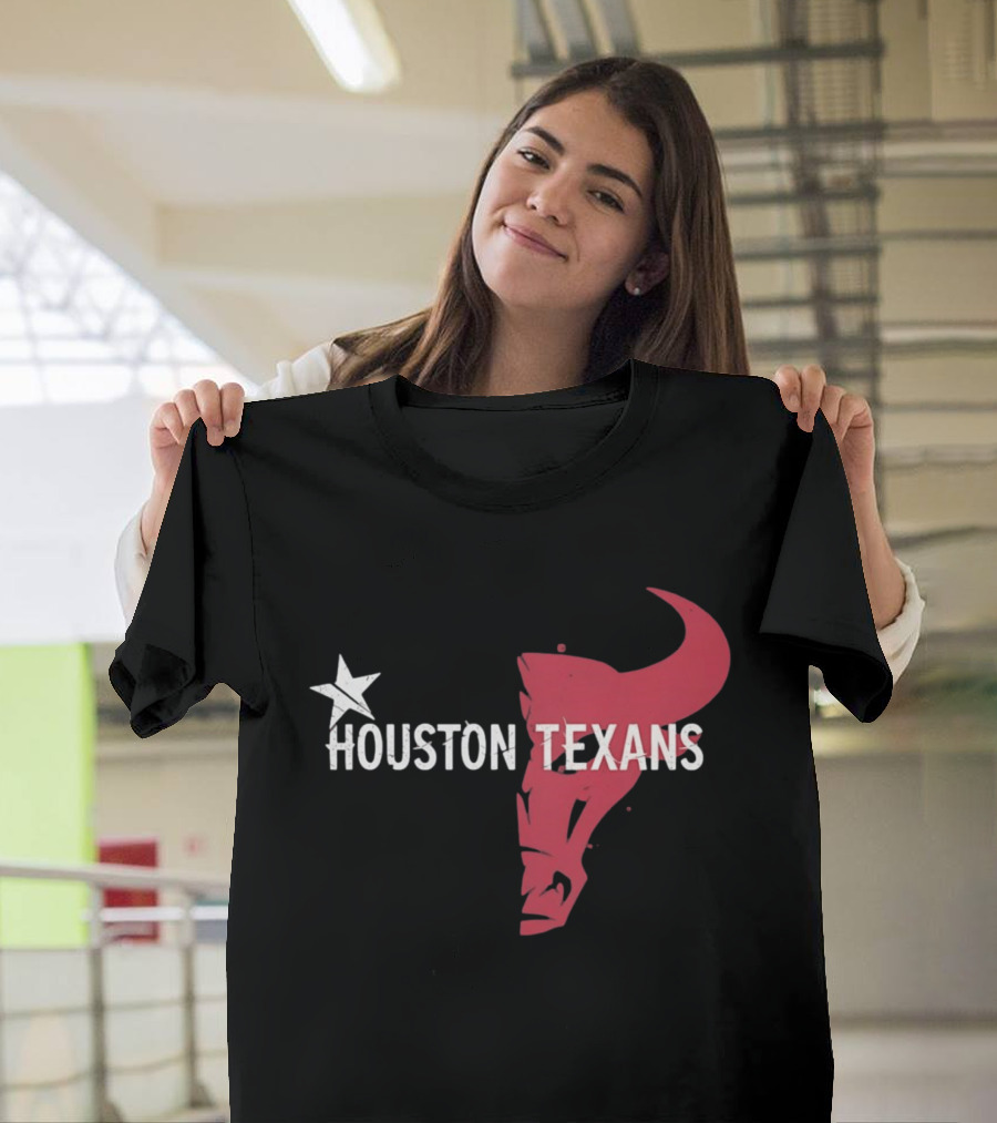 Houston Texans Distressed Star Bull Head T-Shirt