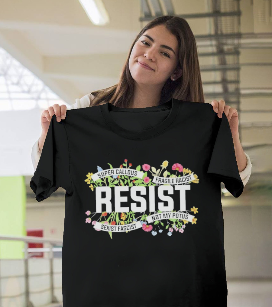 RESIST Floral Blooms With Vibrant Flowers T-Shirt