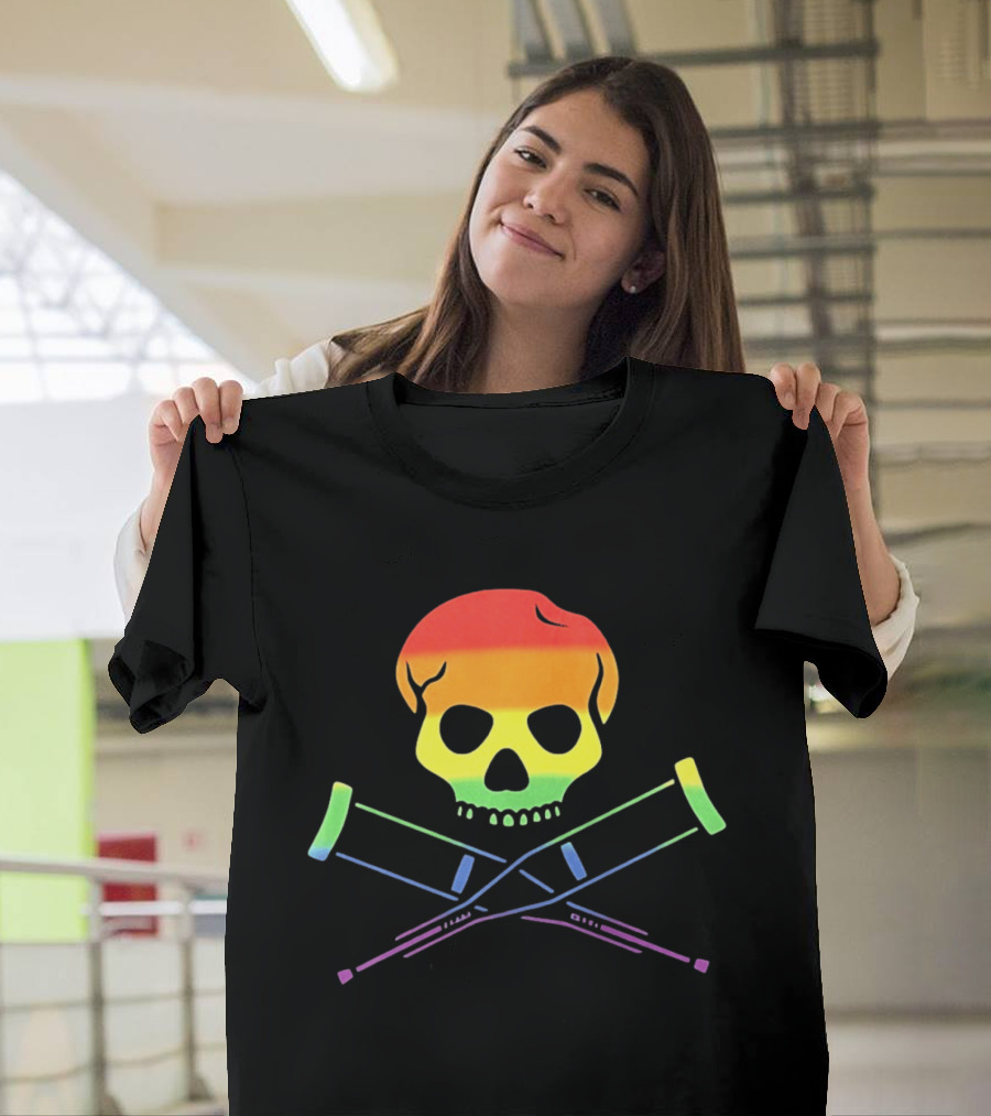 Skull With Crutches Rainbow T-Shirt