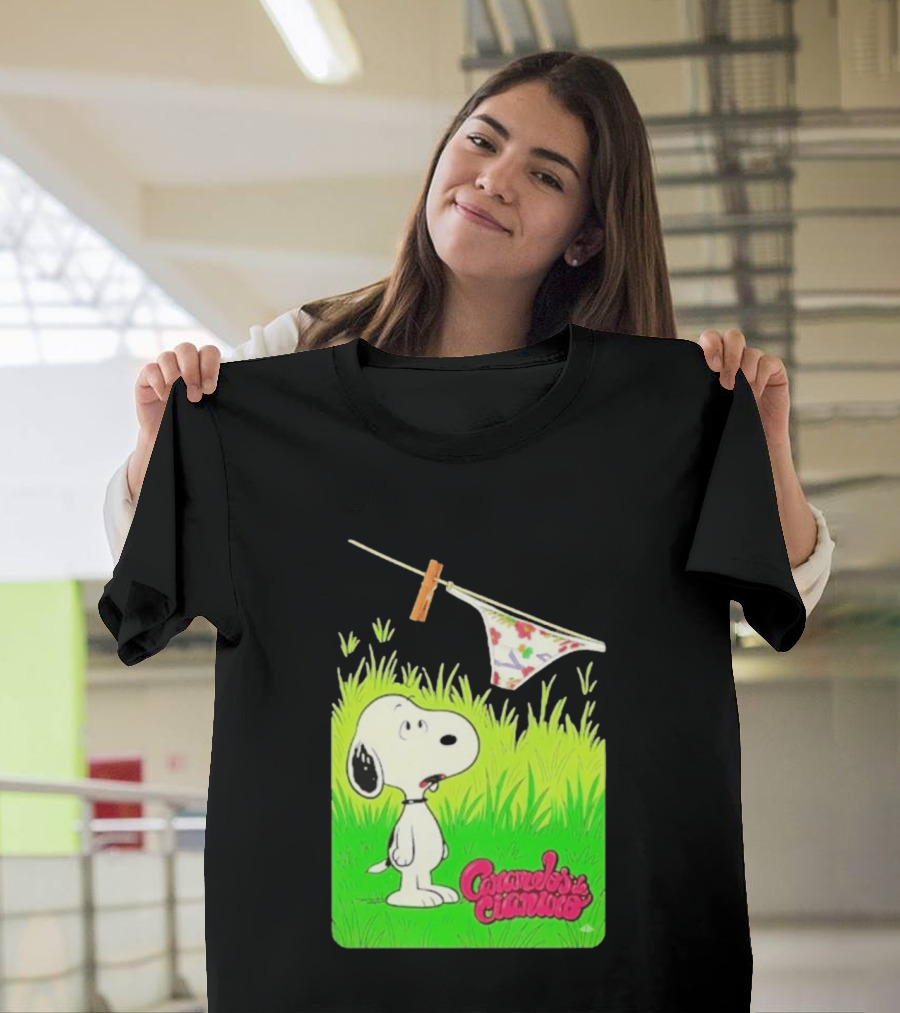 Snoopy Caramelos De Cianuro En Español Classic Cartoon And Rock Band Fusion T-Shirt