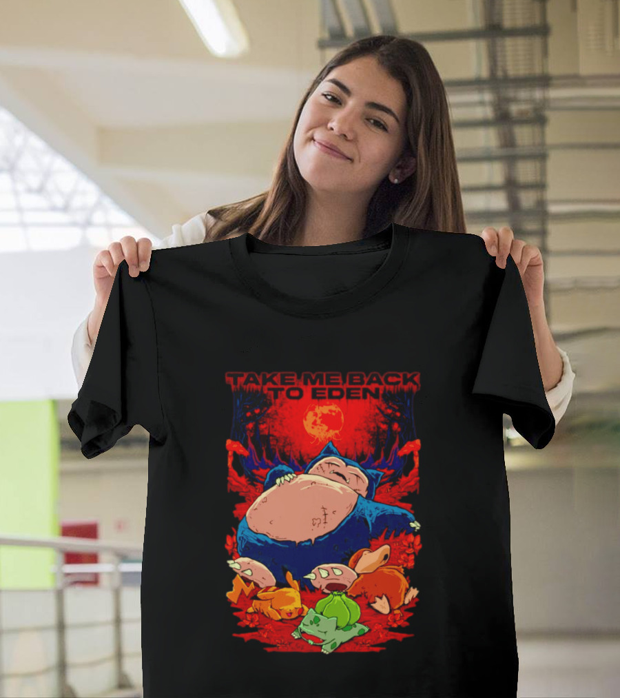 Snorlax Pikachu Bulbasaur Take Me Back To Eden Fantasy Forest T-Shirt