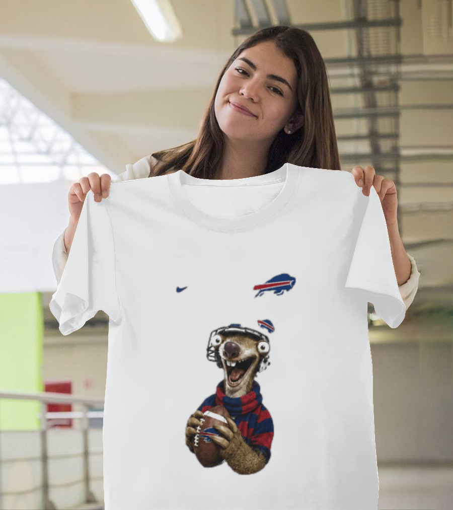 Sid The Sloth Buffalo Bills Football Helmet Scarf Iconic Team Fun T-Shirt