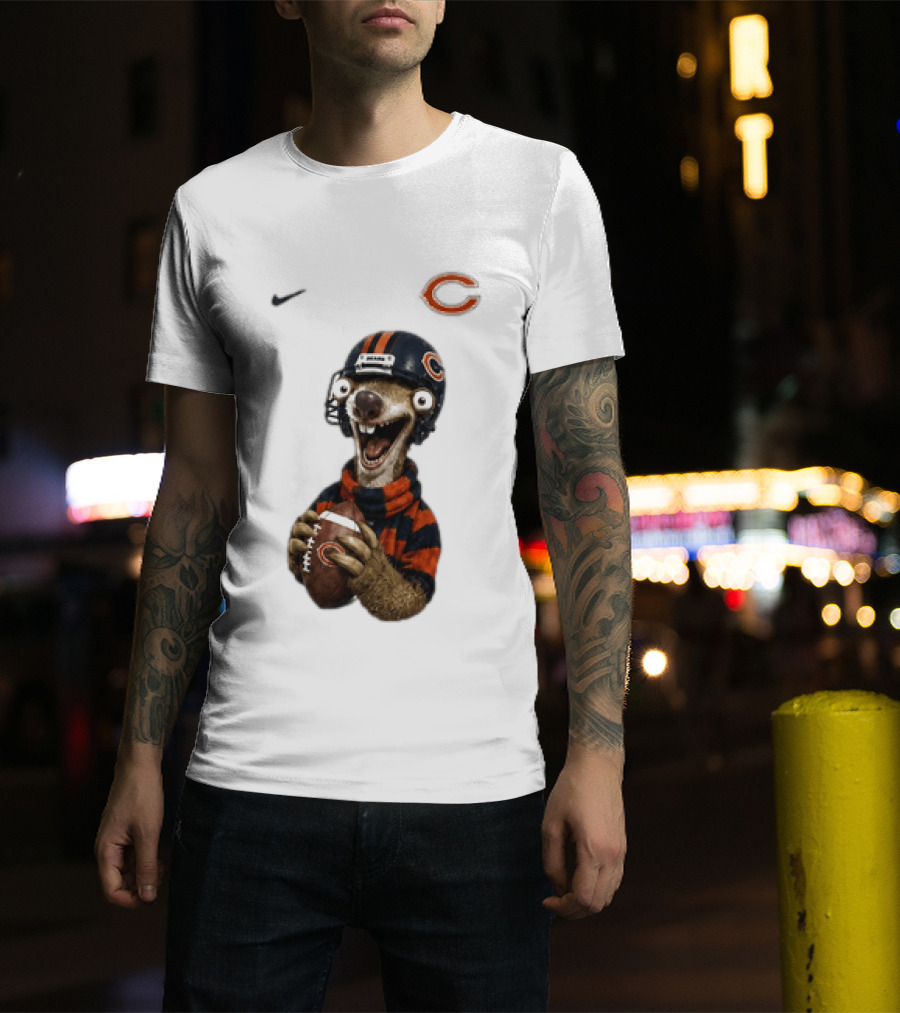 Sid The Sloth Chicago Bears Football Helmet Nike NFL Fan Gear T-Shirt