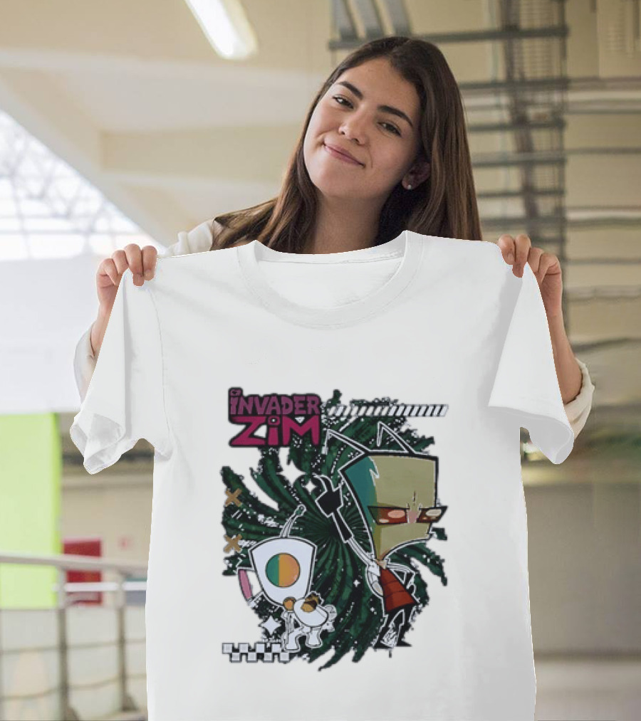Invader Zim Gir With Zim Eating Taco Spiral T-Shirt