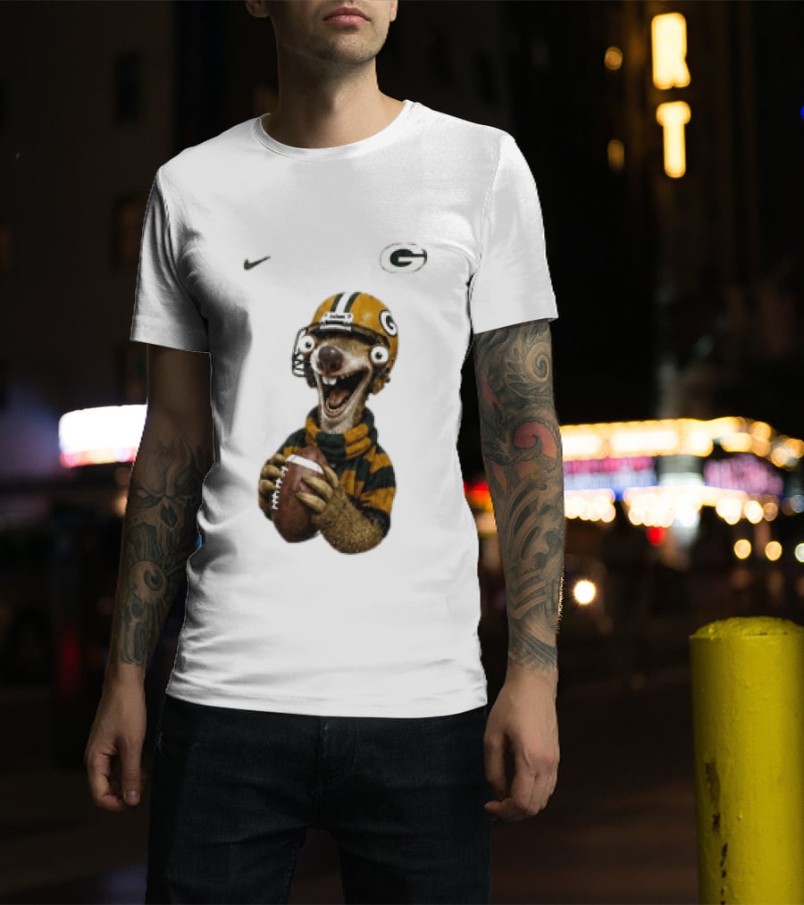 Sid The Sloth Green Bay Packers Football Helmet Fan Gear T-Shirt