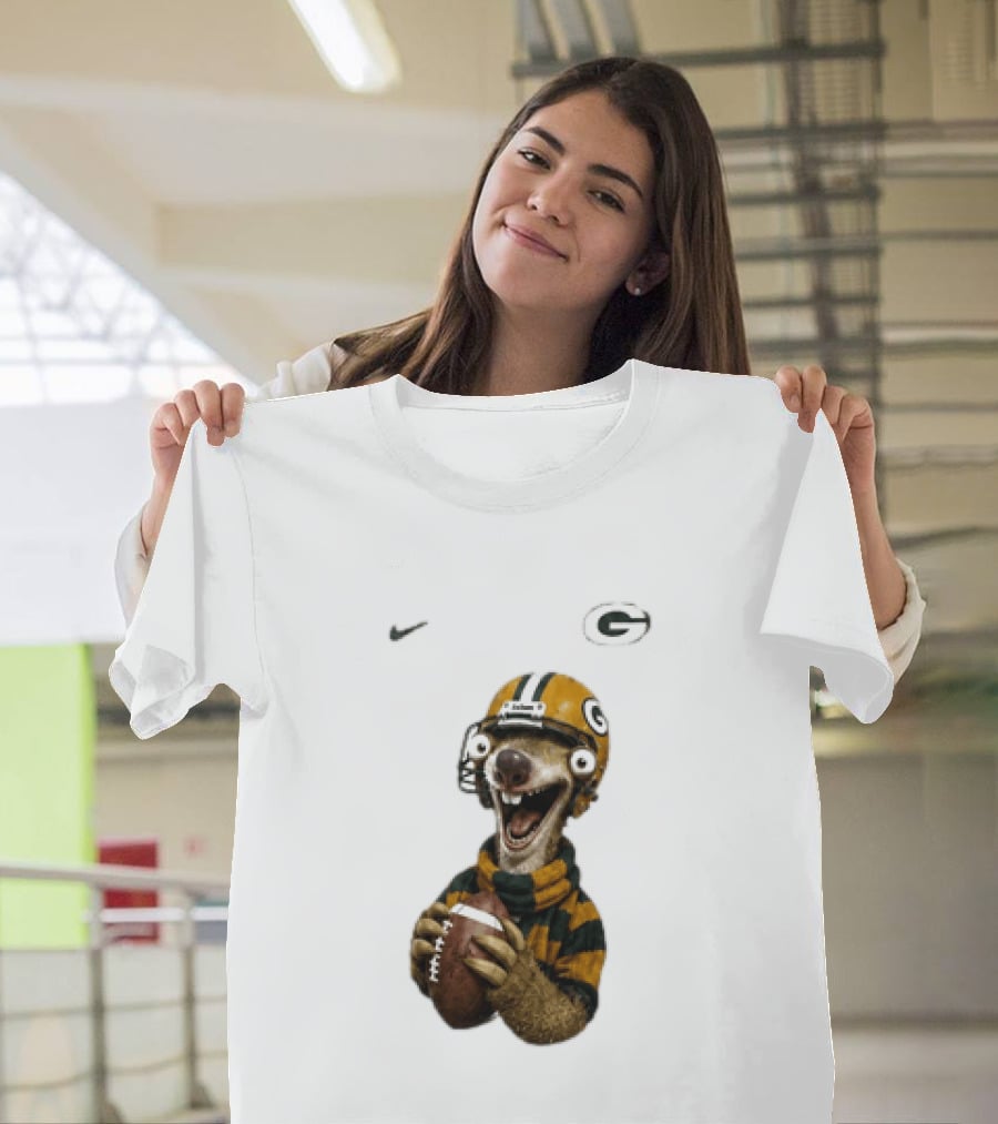 Sid The Sloth Green Bay Packers Football Helmet Fan Gear T-Shirt