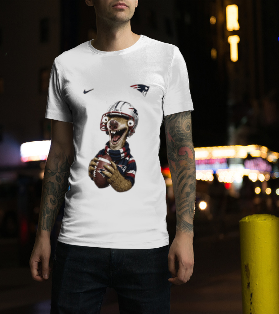 Sid The Sloth New England Patriots Football Helmet NFL Character Fan T-Shirt