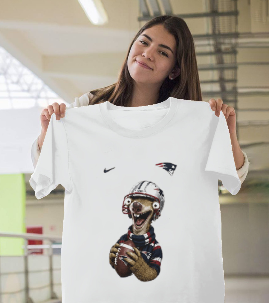 Sid The Sloth New England Patriots Football Helmet NFL Character Fan T-Shirt