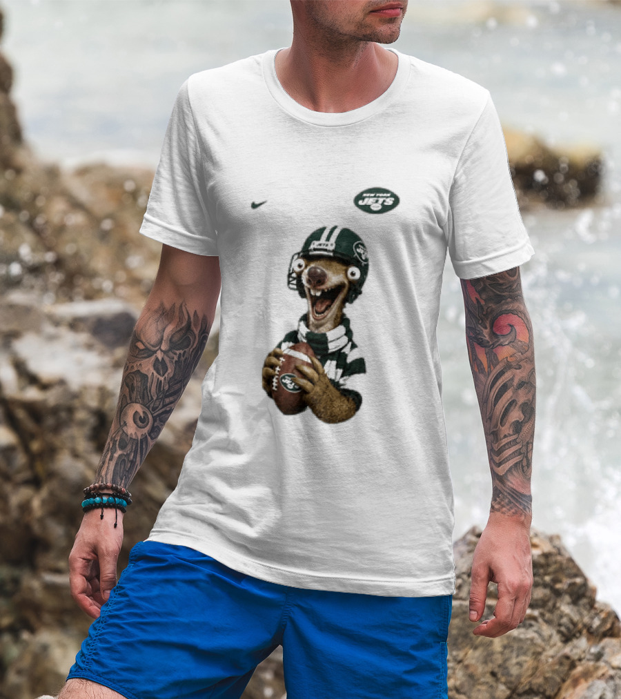 Sid The Sloth New York Jets Football Helmet Scarf And Ball T-Shirt