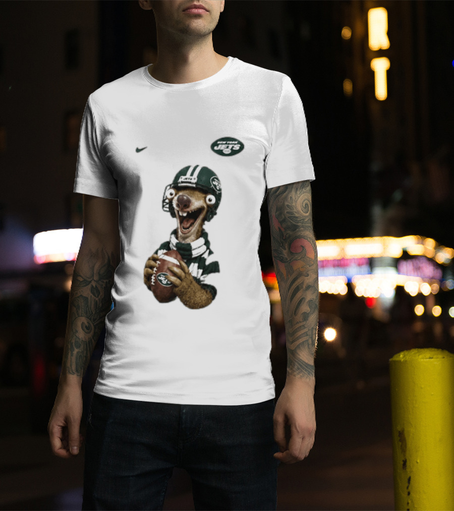 Sid The Sloth New York Jets Football Helmet Scarf And Ball T-Shirt