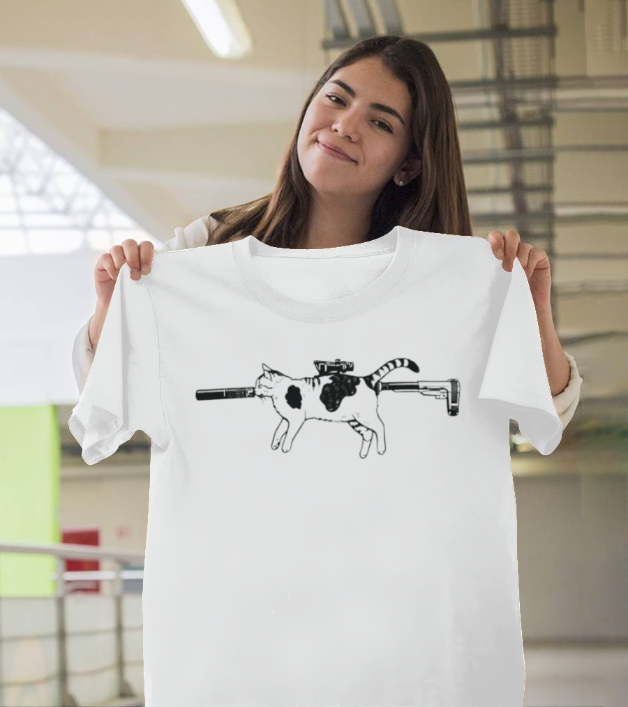 Silent Purr Feline Sniper Scope Suppressor Cat T-Shirt