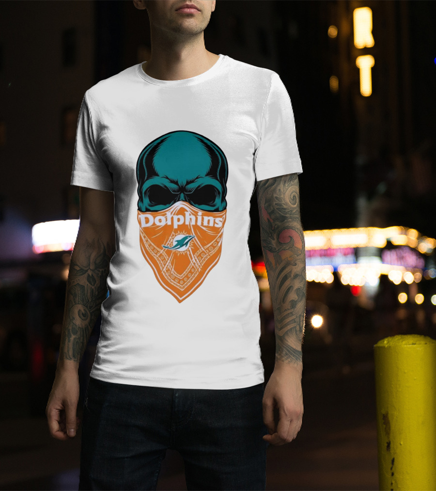 Miami Dolphins Skull Bandana With Team T-Shirt