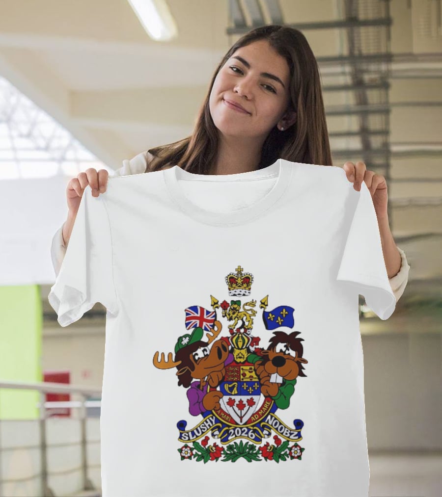 Slushy Noobz Canadian Crest Moose And Beaver 2026 T-Shirt