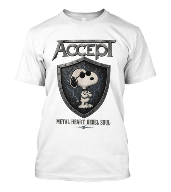 Accept Snoopy Metal Heart Rebel Soul T-Shirt
