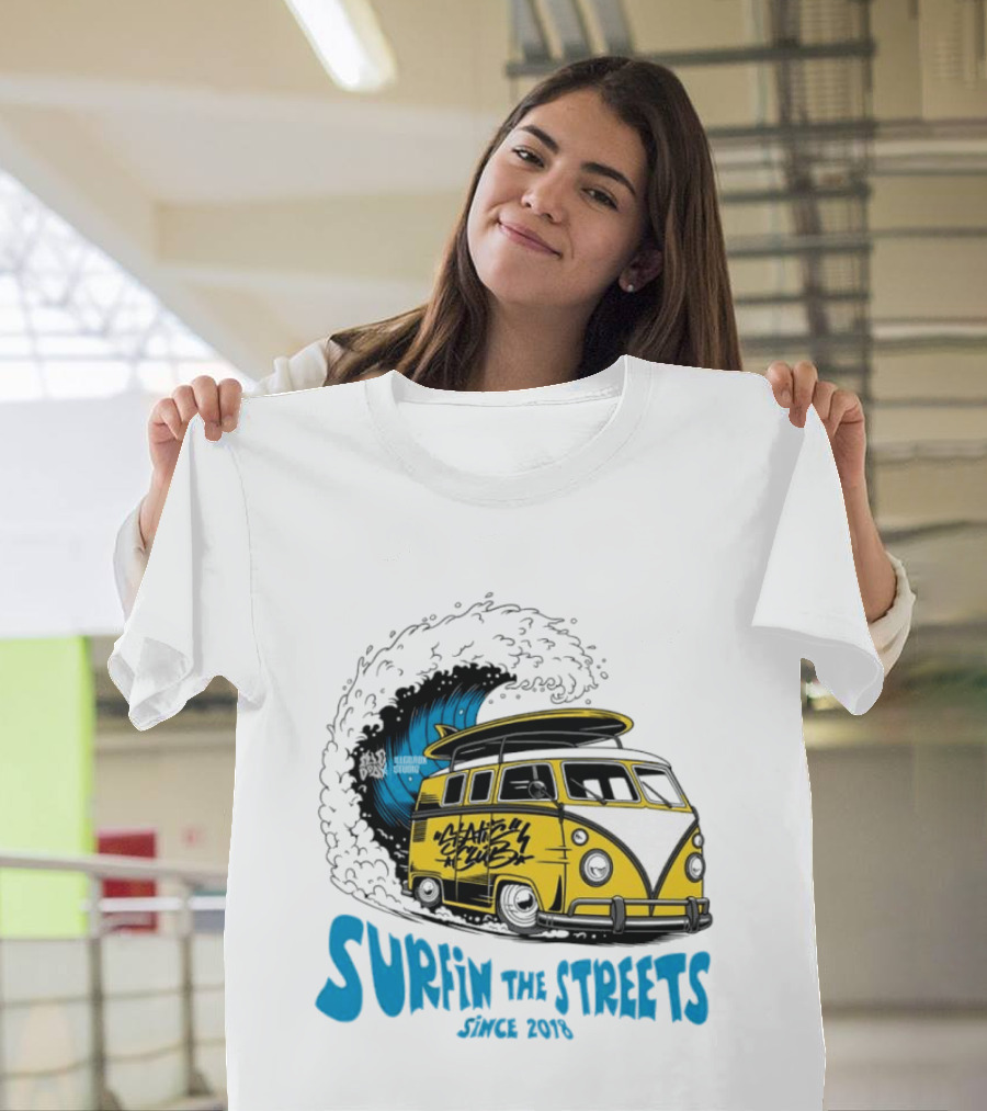Static Club Volkswagen Bus Surfing Adventure Surfin The Streets Since 2018 T-Shirt