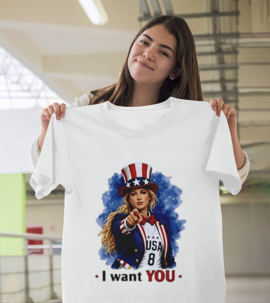 Uncle Sam Blonde Woman I Want You USA 8 Patriotic T-Shirt