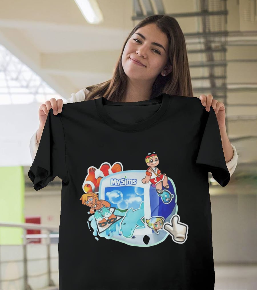 MySims Beach Adventure Clownfish Dolphin و Surfing Fun T-Shirt