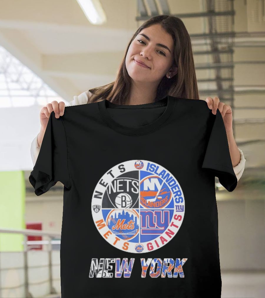 New York Mets Giants Islanders Nets Teams Logo Circle T-Shirt