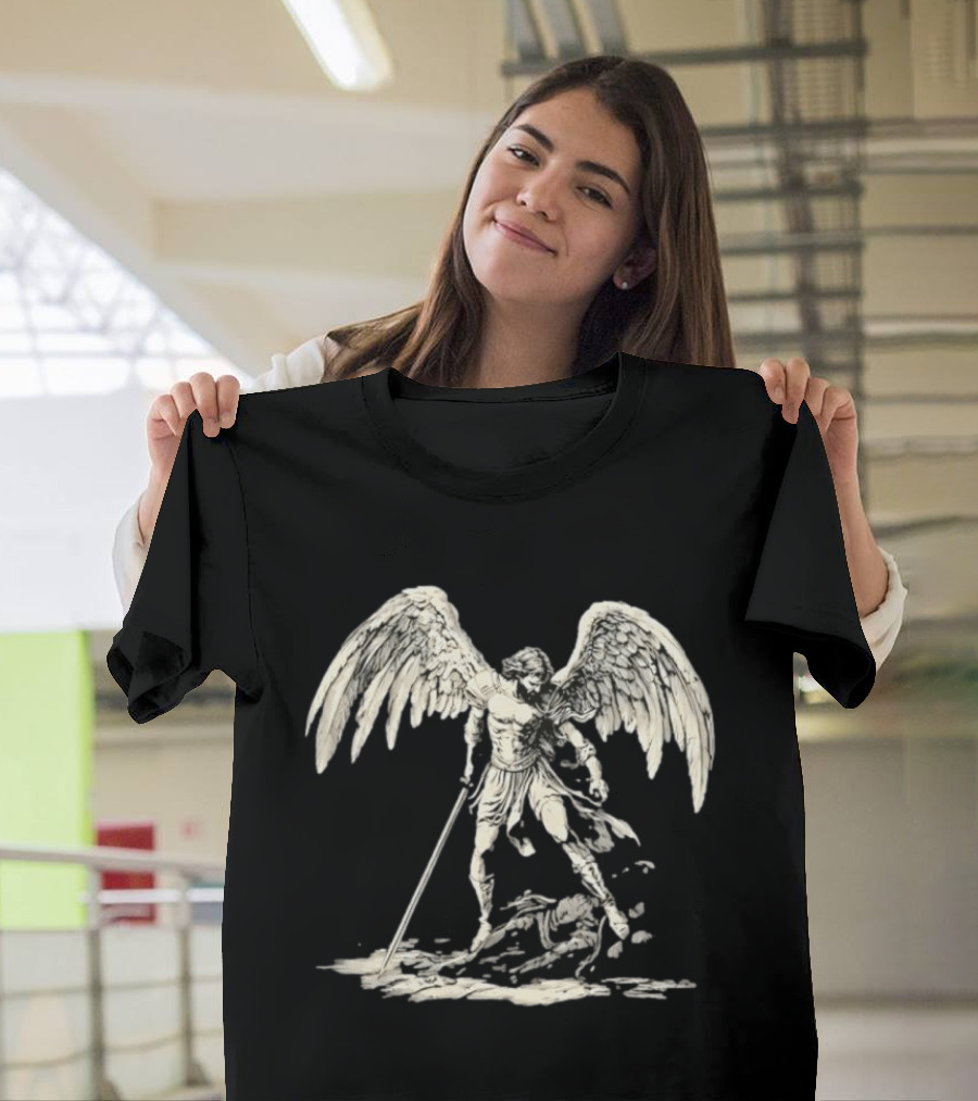 Saint Michael The Archangel Defeating Satan Biblical Christian Symbolism T-Shirt