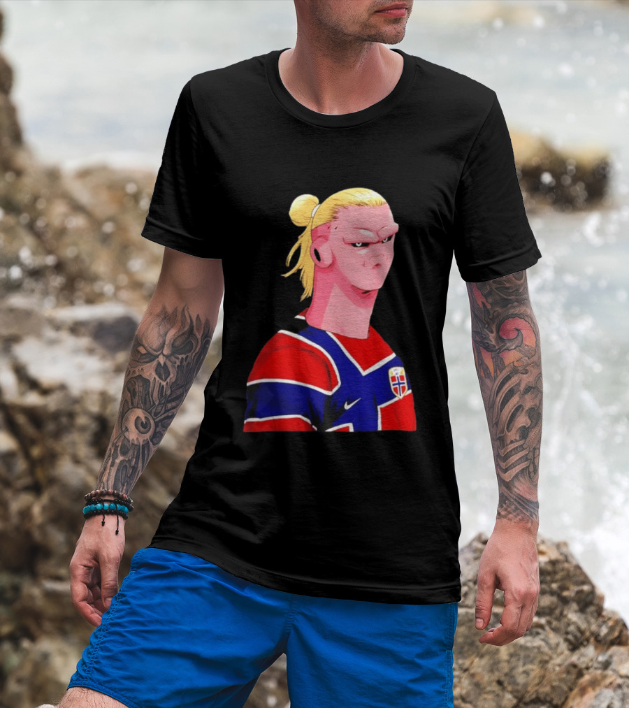 Erling Haaland Cartoon Norway National Football Team Norge T-Shirt
