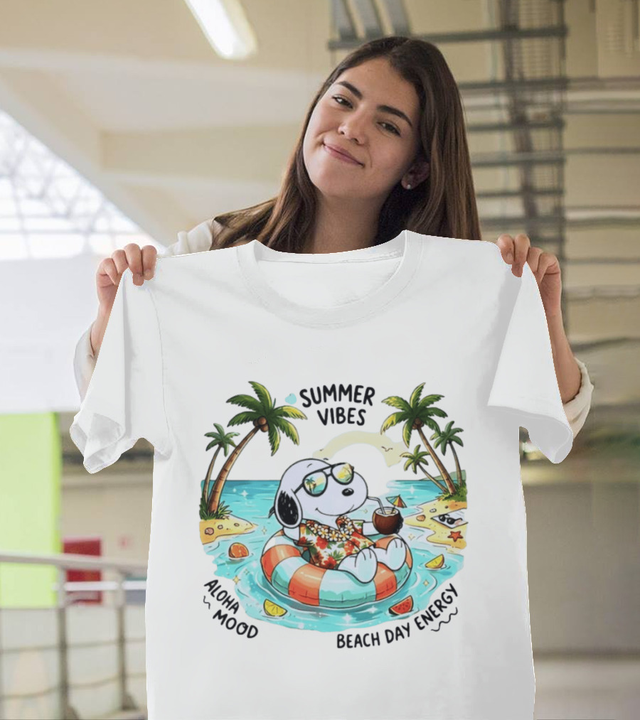 Summer Vibes Aloha Mood Beach Day Energy Snoopy Relaxing T-Shirt