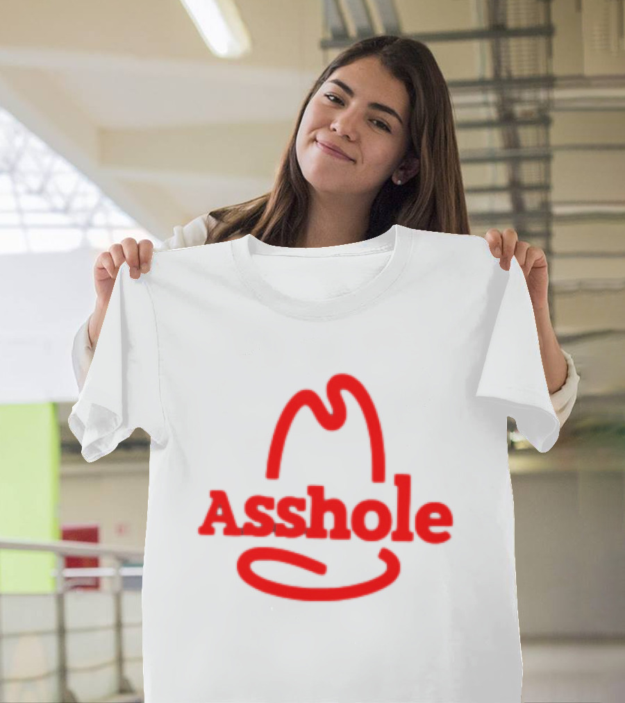 Asshole Cowboy Hat Red Outline Minimalist T-Shirt