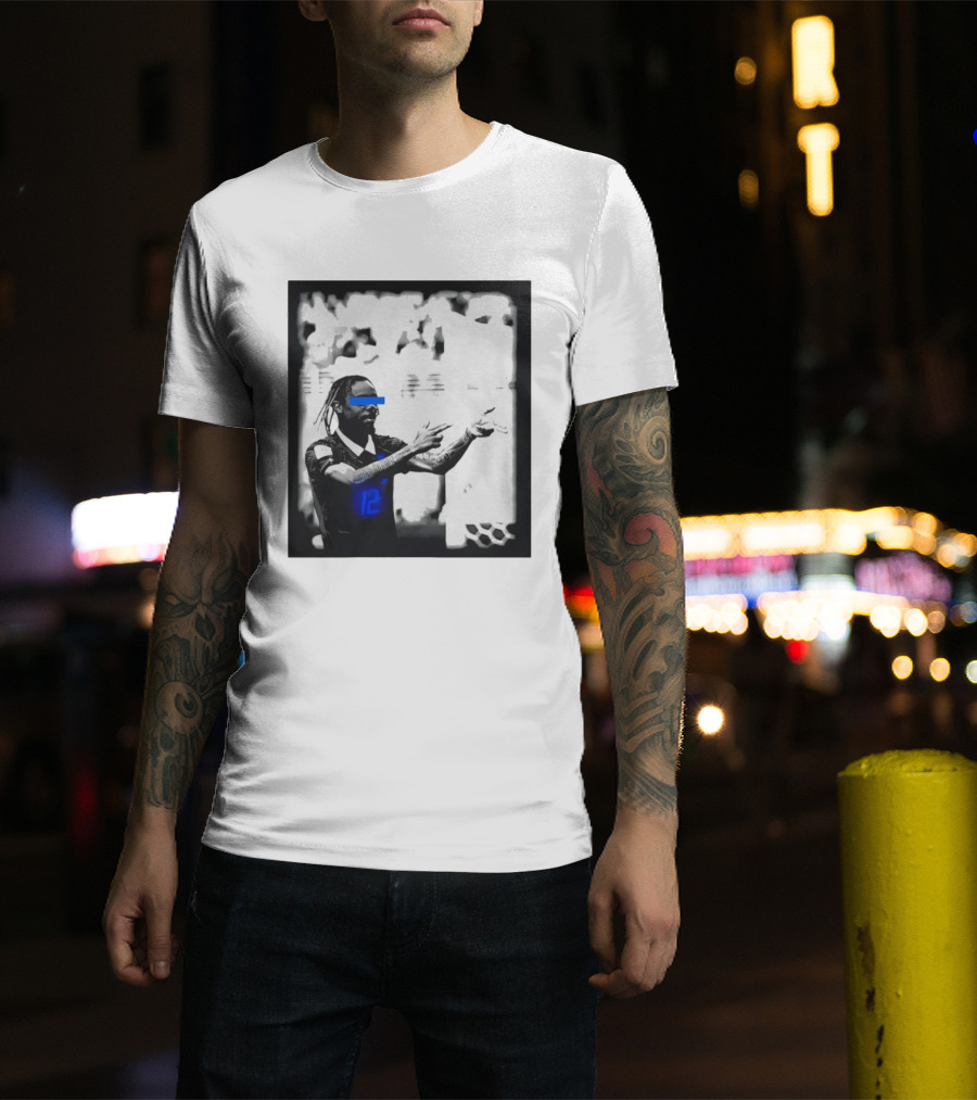 Bradley Barcola France Parasite Number 12 Footballer Blue Accents T-Shirt
