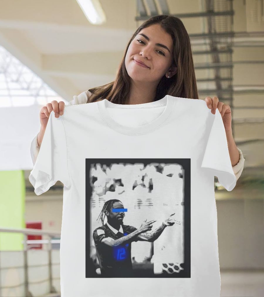 Bradley Barcola France Parasite Number 12 Footballer Blue Accents T-Shirt