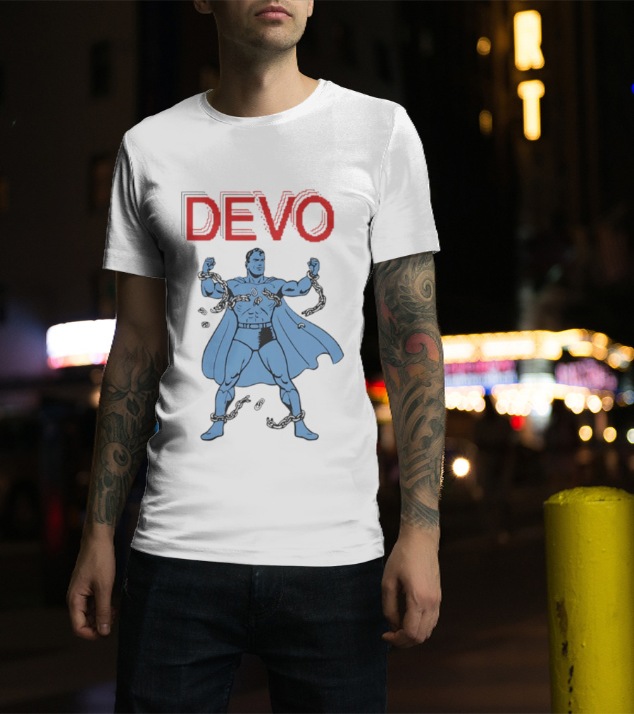 Devo Superhero Comic Style Action Figure T-Shirt