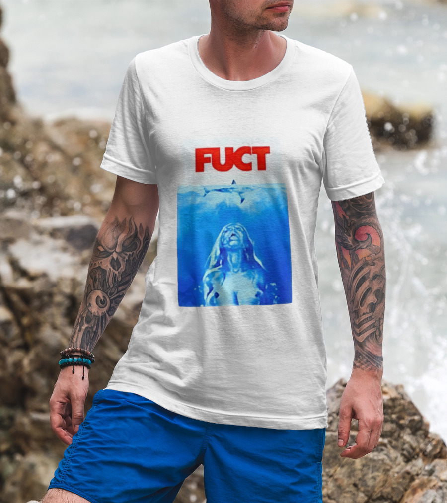 FUCT Jaws Ocean Shark Woman Swimming T-Shirt