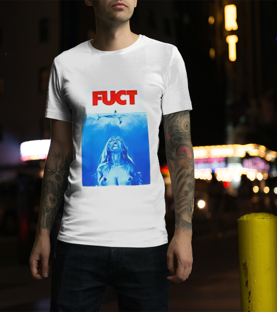 FUCT Jaws Ocean Shark Woman Swimming T-Shirt