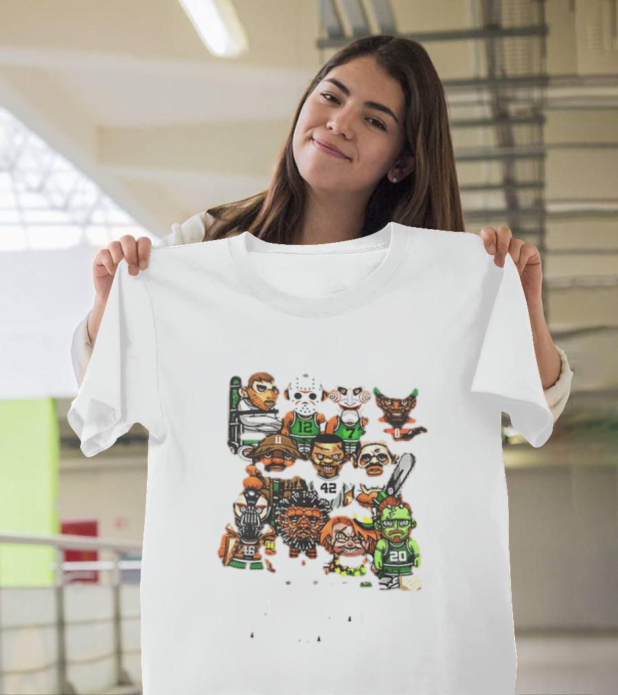 Nightmare Causeway Street Boston Celtics Horror Icons Mashup T-Shirt