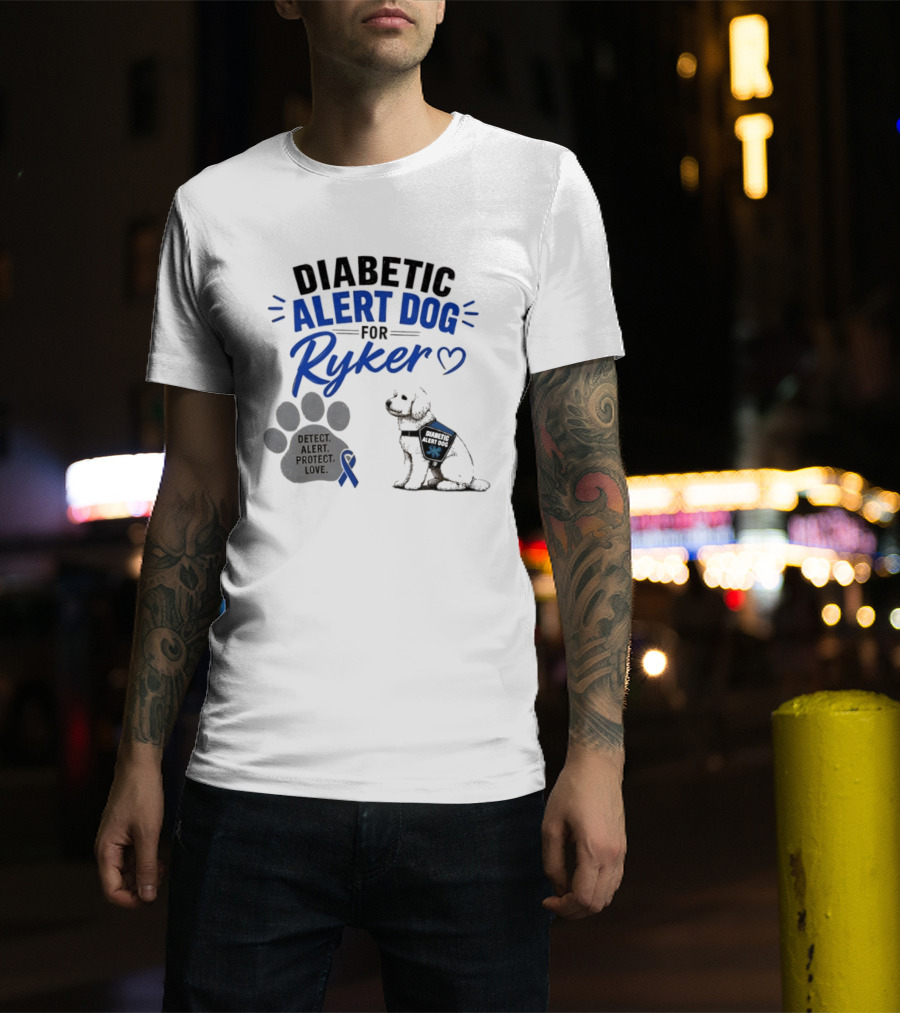 Diabetic Alert Dog Detect Protect Love Ribbon Ryker T-Shirt