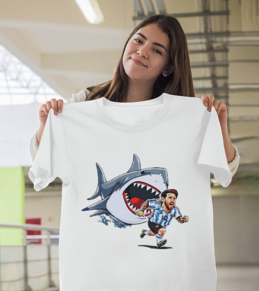 Lionel Messi Argentina Great White Shark Chase Soccer Star T-Shirt