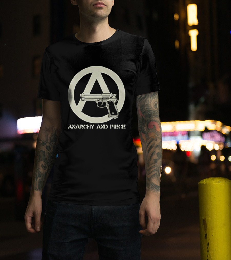 Anarchy And Piece Peace Sign With Gun T-Shirt