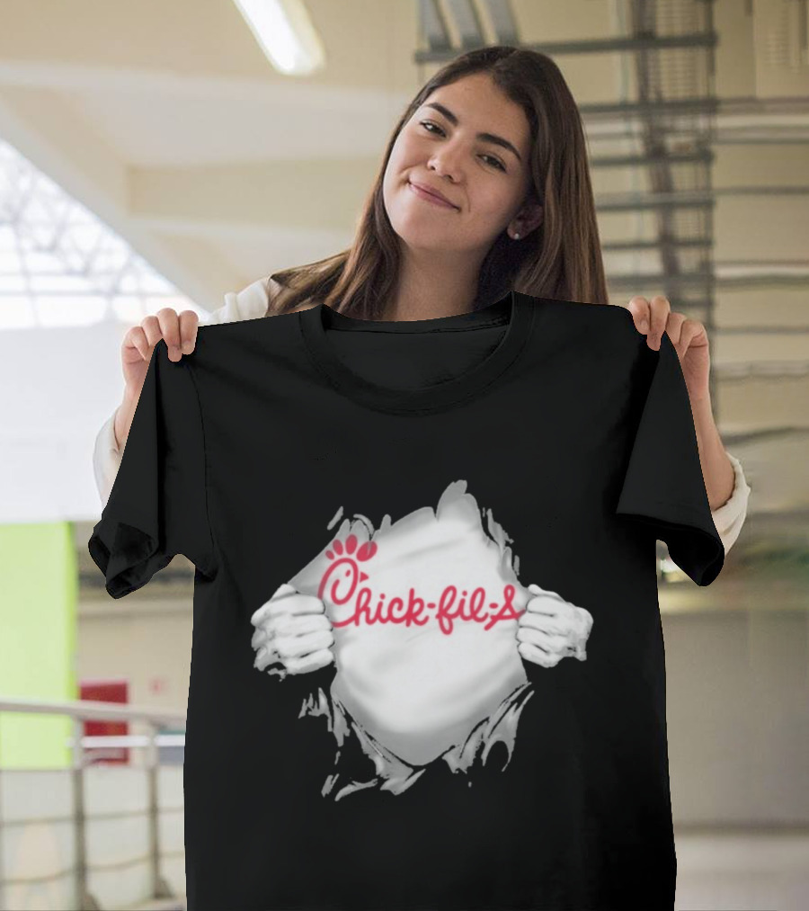 Chick Fil A Superhero Ripped Chest Torn Employee T-Shirt