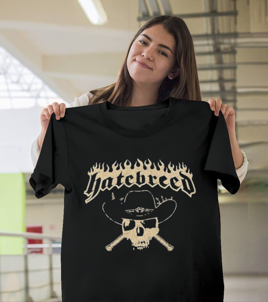 Hatebreed Skull Cowboy Hat Bones Summer Slaughter Tour 2026 Emo's Austin TX July 11 2026 T-Shirt