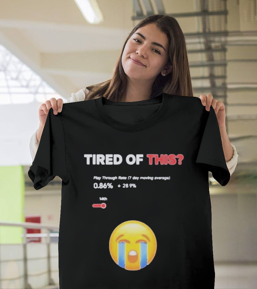 Tired Of This Play Through Rate 0.86% Crying Emoji Trend T-Shirt