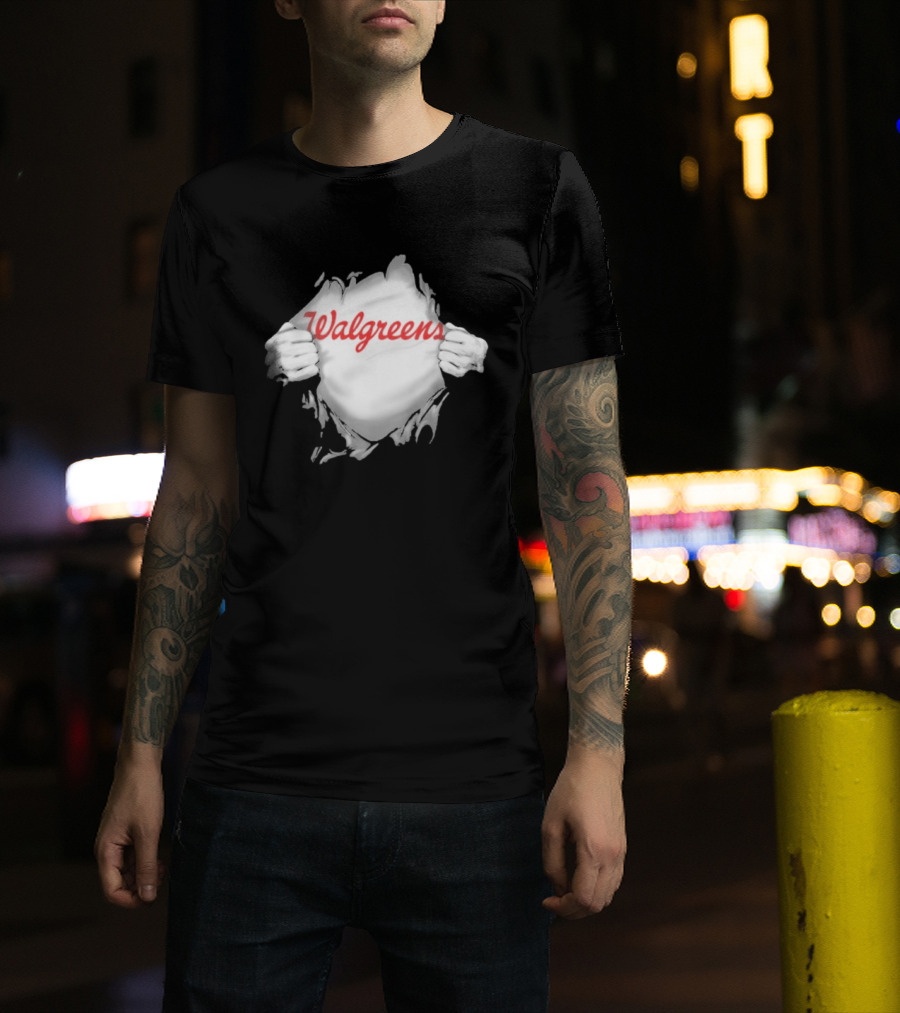 Walgreens Ripped Chest Superhero Torn Employee T-Shirt
