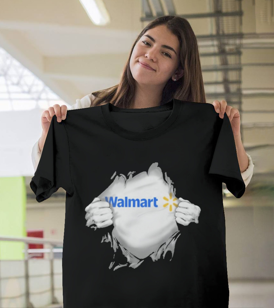 Walmart Ripped Chest Superhero Torn Employee T-Shirt