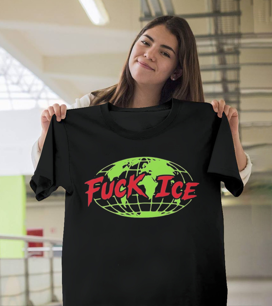 Protest Global Awareness Fuck ICE World Map T-Shirt