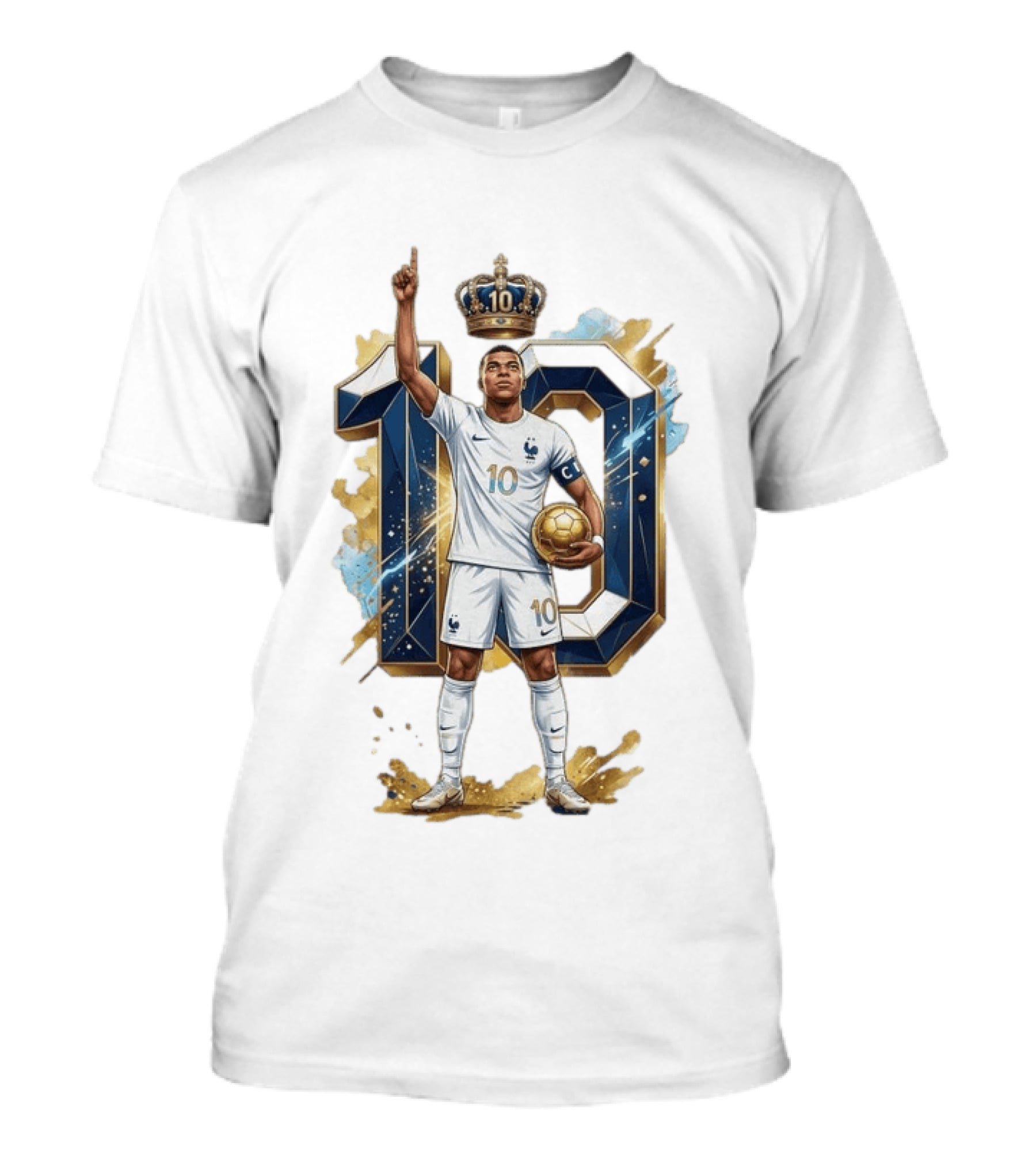 Kylian Mbappe France Number 10 Crowned Footballer T-Shirt